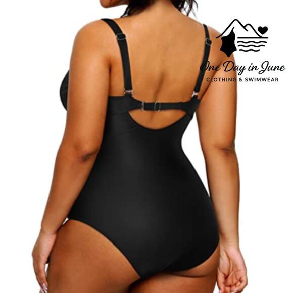 Yonique Plus Size Cross Front Tummy Control One Piece Size 22W - Picture 2 of 7